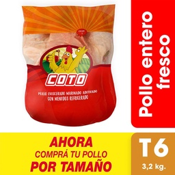 Pollo Entero Fresco x uni T6 (Peso Aproximado 3.2 kg)