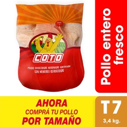 Pollo Entero Fresco x uni T7 (Peso Aproximado 3.4 kg)