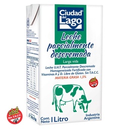 Leche Larga Vida Parcialmente Descremada Ciudad Del Lago 1l