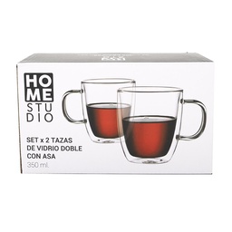 Set x 2 Tazas con Asa 350 ml Vidrio Doble