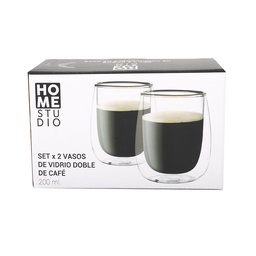 Set x 2 Vasos de Café 200 ml Vidrio Doble