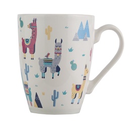 Jarro Mug Llamas Blanco 295 cc