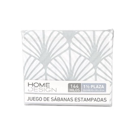 Juego de Sabanas 1 y 1/2 Plazas 144 Hilos Estampada