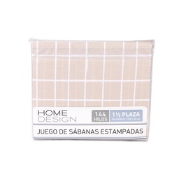 Juego de Sabanas 1 y 1/2 Plazas 144 Hilos Estampada