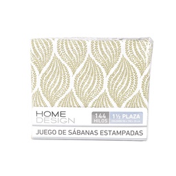 Juego de Sabanas 1 y 1/2 Plazas 144 Hilos Estampada