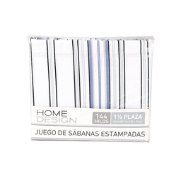 Juego de Sabanas 1 y 1/2 Plazas 144 Hilos Estampada