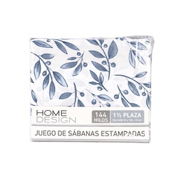 Juego de Sabanas 1 y 1/2 Plazas 144 Hilos Estampada