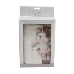 Manta Bebe C/peluche Caja Unicornio 70x100