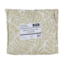 Cubrecama Estampado Hojas Verde King 260x280