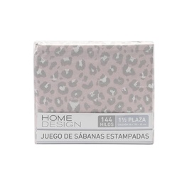 Juego de Sabanas 1 y 1/2 Plazas 144 Hilos Estampada Animal Print Rosa