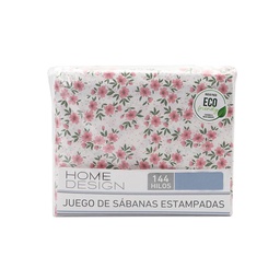 Juego de Sabanas 1 y 1/2 Plazas 144 Hilos Estampada Flores