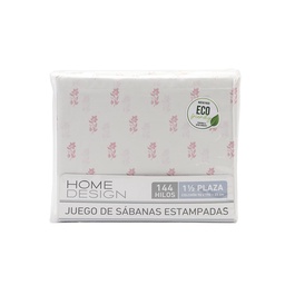 Juego de Sabanas 1 y 1/2 Plazas 144 Hilos Estampada Rosas