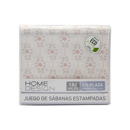 Juego de Sabanas 1 y 1/2 Plazas 180 Hilos Estampada