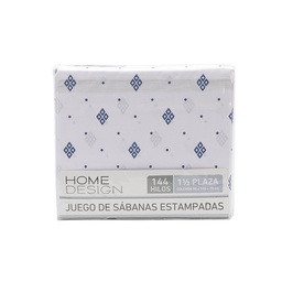 Juego de Sabanas 1 y 1/2 Plazas 144 Hilos Estampada Rombos