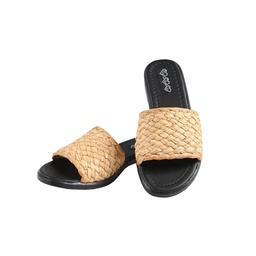 Sandalias Dama con Faja Tejida Camel Talle 36