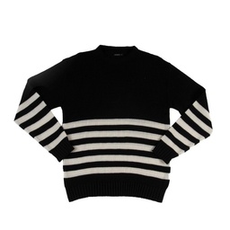 Sweater Hombre Cuello Redondo Panal Rayado Color Negro Talle l . . .