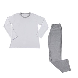 Pijama Hombre Remera Manga Larga Blanco y Pantalon Gris Talle S . . .