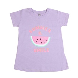 Remera Niña/o Manga Corta Estampada Frase Lila Talle 1