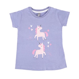 Remera Niña/o Manga Corta Estampada Unicornios Violeta Talle 1