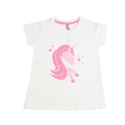 Remera Niña/o Mc Estampada Unicornio Marfil T2 . . .