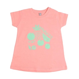 Remera Niña/o Manga Corta Estampada Frutas Coral Talle 1