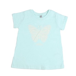 Remera Niña/o Manga Corta Estampada Mariposa Celeste Talle 1