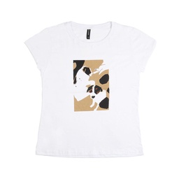 Remera Dama Manga Corta Estampada Blanco Talle S