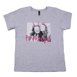 Remera Dama Manga Corta Estampa Brookg Gris Melange Talle m