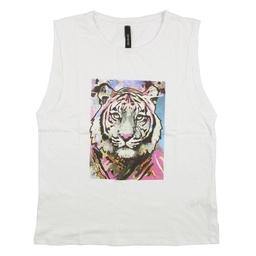 Musculosa Dama Estampada Blanca Talle S