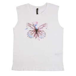 Musculosas Dama Estampada Mariposa Crudo Talle S