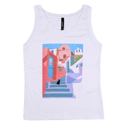 Musculosa Dama Estampada Blanca Talle l