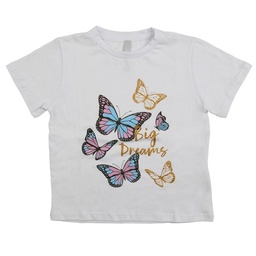 Remera Niño/a Manga Corta Estampada Mariposa Blanco Talle 1