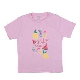 Remera Niño/a Manga Corta Estampada Hello Sun Rosa Oscuro Talle 3