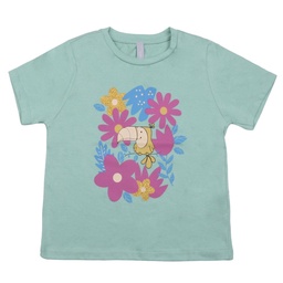 Remera Niño/a Manga Corta Estampada Flores Verde Talle 1