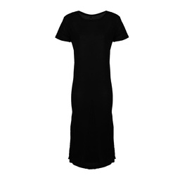 Vestido Dama Liso Largo con Tajo Lateral Negro  Talle S