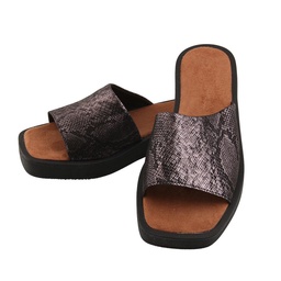 Sandalias Dama Faja Reptil Negro/plateado  Talle 37