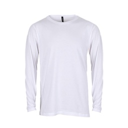 Remera Hombre Manga Larga Lisa Escote red.blanco Talle S