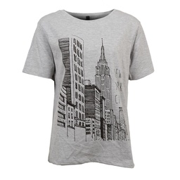 Remera Over Manga Corta Estampada Ciudad Gris Melange Talle S