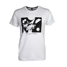 Remera Hombre Blanco Manga Corta Estampado Talle S