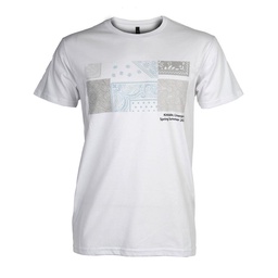 Remera Hombre Blanco Manga Corta Estampado Talle S