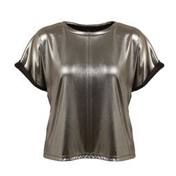 Remera Dama Manga Corta Foil Plata Talle S