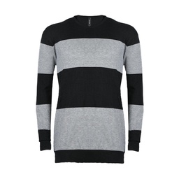 Sweater Hombre Cuello Redondo Manhatta Rayado Negro-gris Talle l