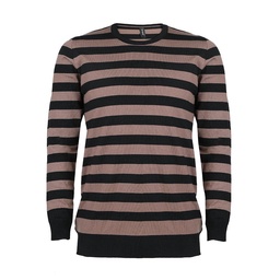 Sweater Hombre Cuello Redondo Manhattan Rayado Negro/castaño Talle S