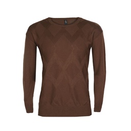 Sweater Hombre Acrilico Cuello Redondo Marron Talle S