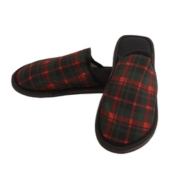 Pantufla Caballero Estampada Cuadro Rojo Talle 39/40