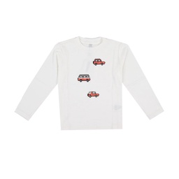 Remera Niño/a Manga Larga Estampada Autos Off White Talle 1