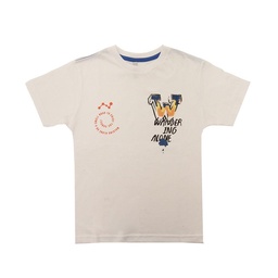 Remera Niño/a Manga Corta Estampada Letras Blanco Talle 8