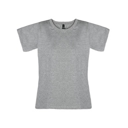 Remera Básica Lisa Escote en u Gris Melange Talle S