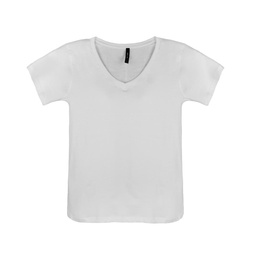 Remera Básica Lisa Escote en V Blanco Talle S