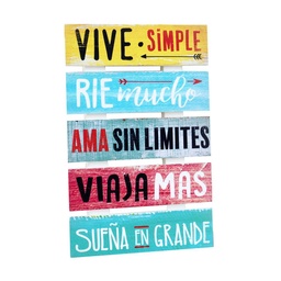 Cuadro Tabla Vive Simple 15x25 cm